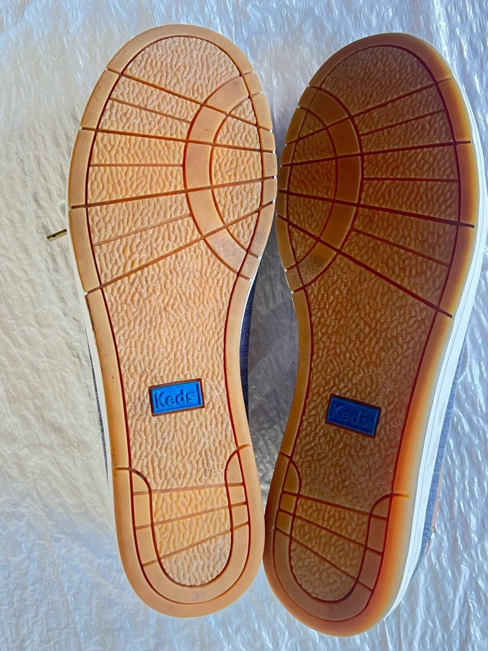 Keds Denim-Look Sneakers with Tan Trim